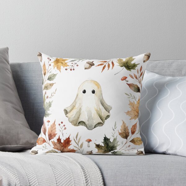 Item preview, Cute Watercolor Autumn Ghost Wreath designed and sold by Angellacelin.