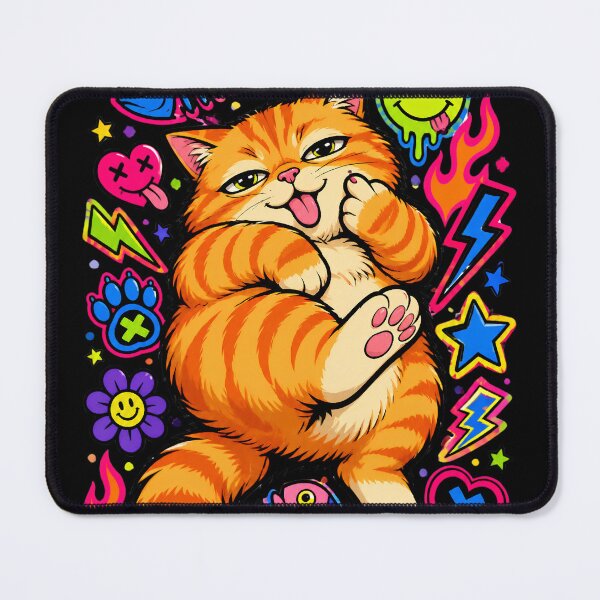 Item preview, Psychedelic Neon Funny Ginger Cat Pop Art designed and sold by Skyrocketz.