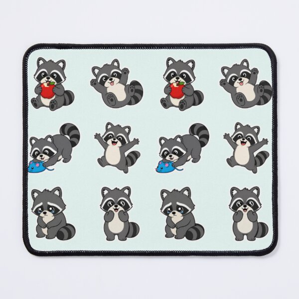 Item preview, Cute Kawaii Raccoon Sticker Pack - 6 Playful & Emotional Trash Pandas designed and sold by Yasmine Mohammed.