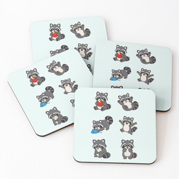 Item preview, Cute Kawaii Raccoon Sticker Pack - 6 Playful & Emotional Trash Pandas designed and sold by Yasmine Mohammed.