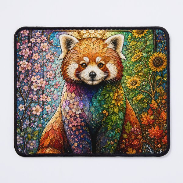 Item preview, The Red Panda of the Four Seasons – Colorful stained-glass guardian designed and sold by Pixel Otaku Gallery.