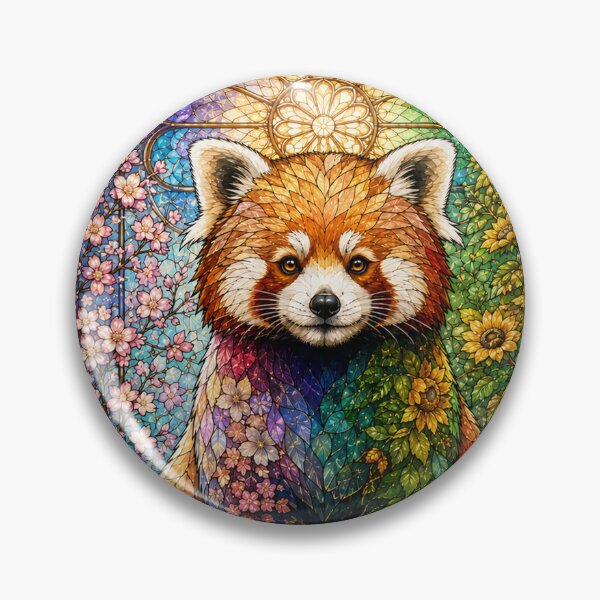 Item preview, The Red Panda of the Four Seasons – Colorful stained-glass guardian designed and sold by Pixel Otaku Gallery.