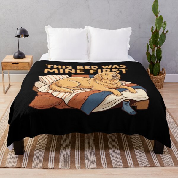 Item preview, Funny Dog Bed Hog This Bed Was Mine First Golden Retriever Retro Aesthetic designed and sold by mood-draftsman.