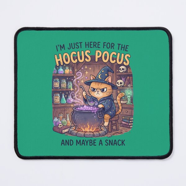 Item preview, I'm Just Here For The Hocus Pocus And Maybe A Snack - Cute Cat Wizard. designed and sold by MyHappyArtShop.