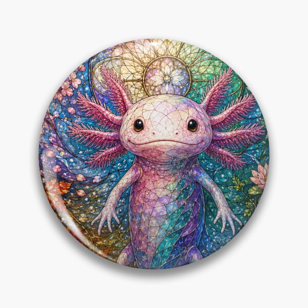 Item preview, The Four Seasons Axolotl – Aquatic creature in stained glass designed and sold by Pixel Sakura Gallery.