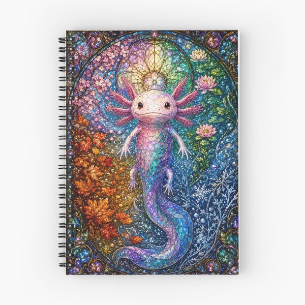Item preview, The Four Seasons Axolotl – Aquatic creature in stained glass designed and sold by Pixel Otaku Gallery.
