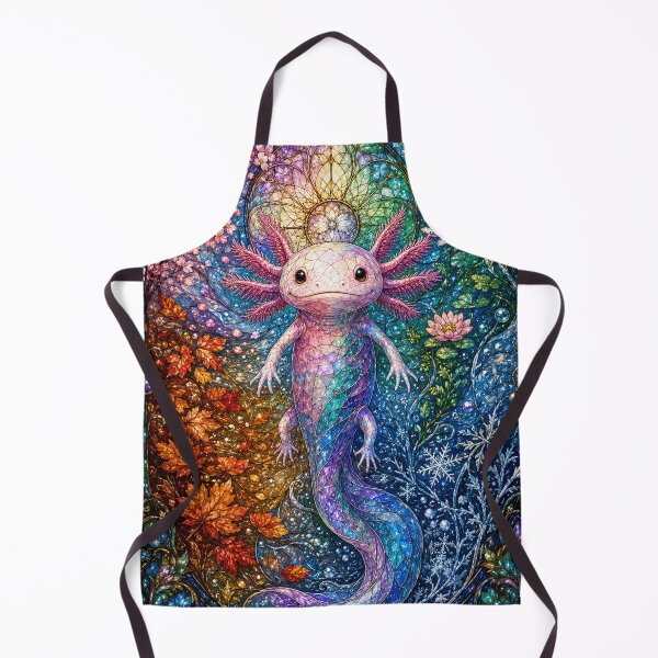 Item preview, The Four Seasons Axolotl – Aquatic creature in stained glass designed and sold by Pixel Sakura Gallery.