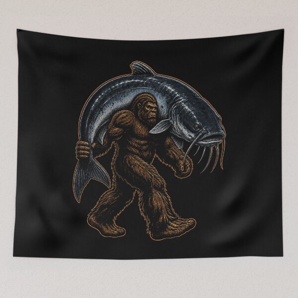 Item preview, Bigfoot carrying a giant catfish design designed and sold by rafaeltto.