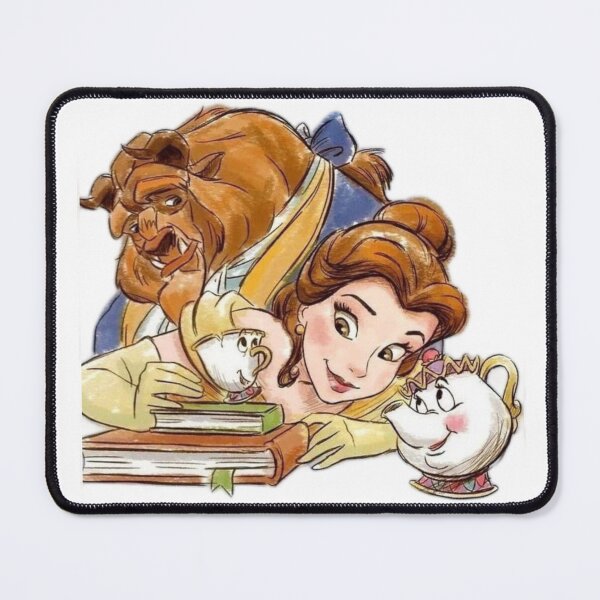 Aperçu de l'œuvre La Belle et la Bête lisant ensemble - Belle, Beast et Enchanted Friends créée et vendue par 4U---Store.