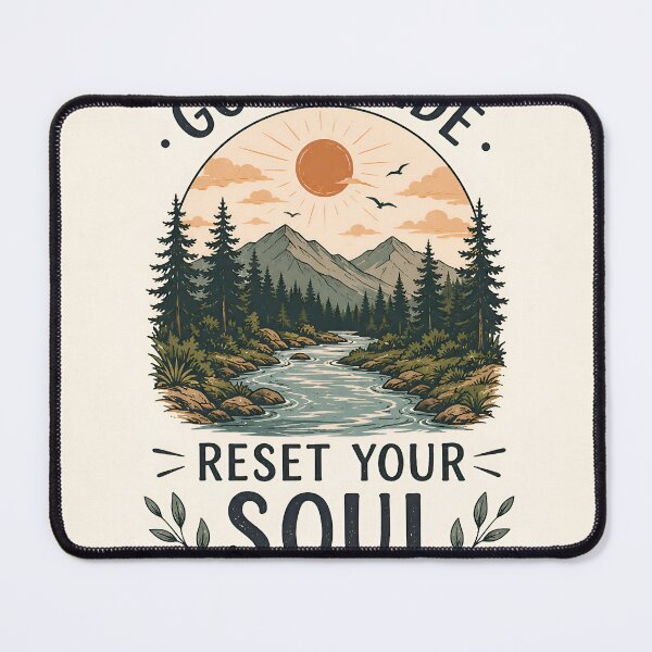 Item preview, Go Outside Reset Your Soul Vintage Nature T-Shirt, Mountain River Graphic Tee, Hiking Camping Shirt, Outdoor Adventure Unisex Tee designed and sold by : CraftyVibes.