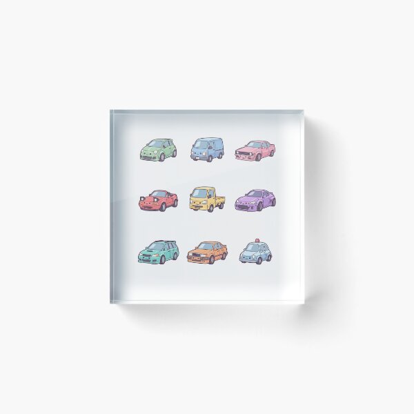 Item preview, Cute Kawaii Pastel Cars 3x3 JDM Kei Truck Drift Vehicle Sticker Sheet Aesthetic designed and sold by mood-draftsman.