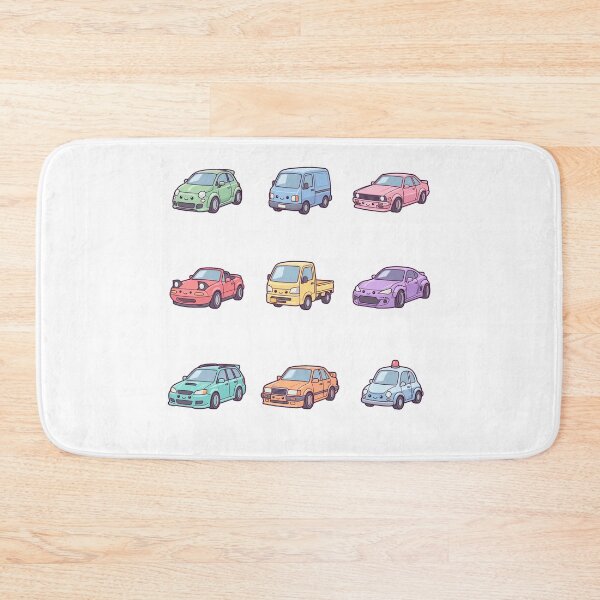 Item preview, Cute Kawaii Pastel Cars 3x3 JDM Kei Truck Drift Vehicle Sticker Sheet Aesthetic designed and sold by mood-draftsman.