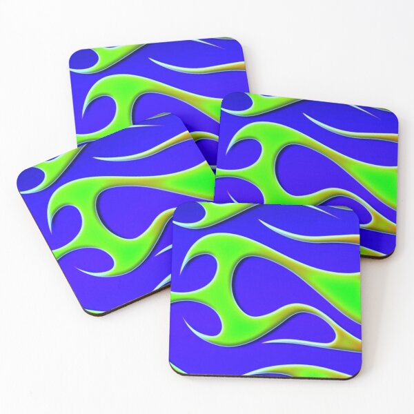 Item preview, Frutiger Aero Green Flames Pattern | Cyber Y2K Lime & Royal Blue Flame Aesthetic designed and sold by BrontesWhimsyStore.