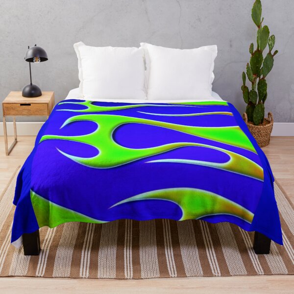Item preview, Frutiger Aero Green Flames Pattern | Cyber Y2K Lime & Royal Blue Flame Aesthetic designed and sold by BrontesWhimsyStore.
