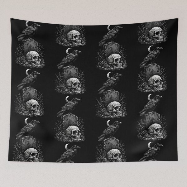 Item preview, Halloween The Raven and the Skull  Moon – Crow Gothic Dark Art designed and sold by SOUFIANE1991.