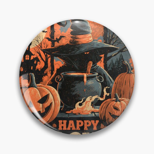 Item preview, Happy Halloween Witch Cauldron Pumpkins Orange Autumn Art designed and sold by GrinGalore.