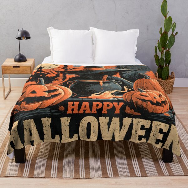 Item preview, Happy Halloween Witch Cauldron Pumpkins Orange Autumn Art designed and sold by GrinGalore.