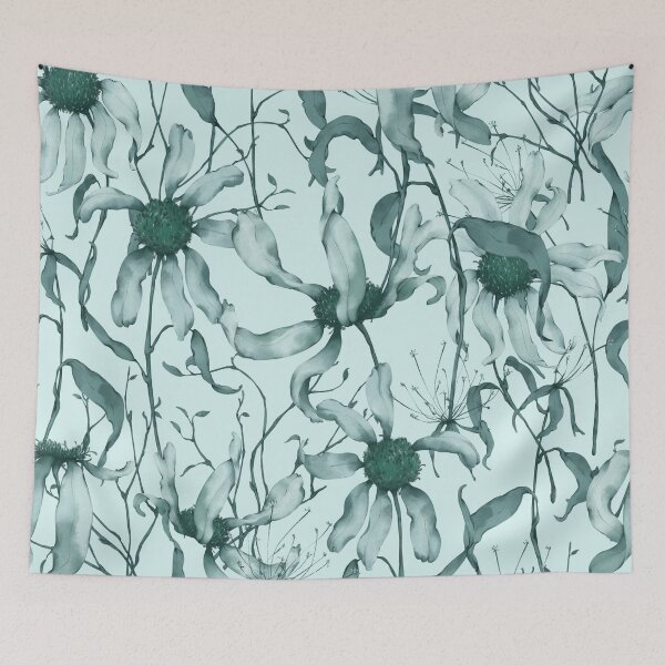 Item preview, Moody Wildflower Meadow – Elegant Dried Floral Botanical Pattern | Teal designed and sold by Frohyou.