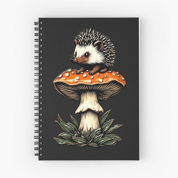 Item preview, Cute Cloisonne Hedgehog on Mushroom Cottagecore Aesthetic Gold Emblem Art 01 designed and sold by Shift-Bloom.