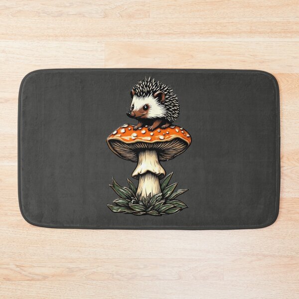 Item preview, Cute Cloisonne Hedgehog on Mushroom Cottagecore Aesthetic Gold Emblem Art 01 designed and sold by Shift-Bloom.