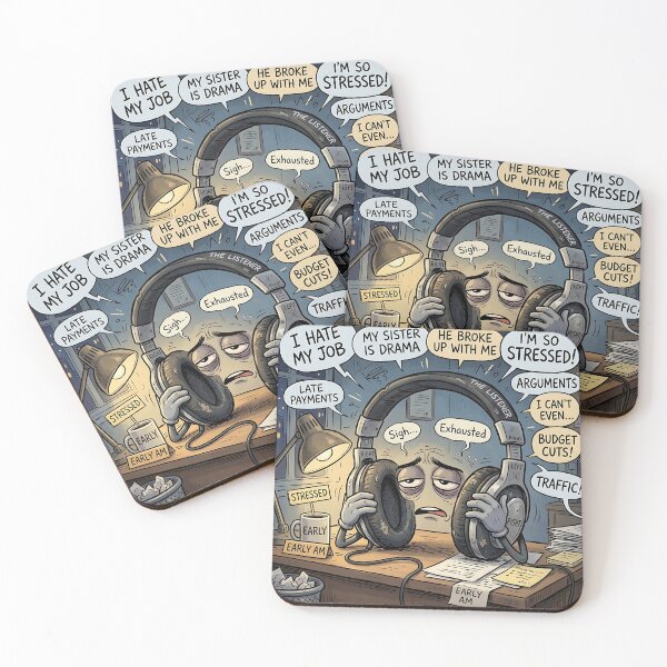 Item preview, Exhausted Headphones The Listener Emotional Burnout Humor designed and sold by Michaelragheb.