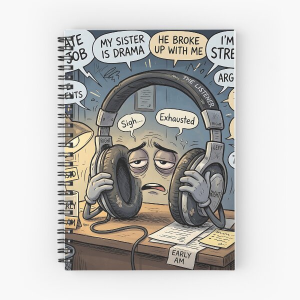 Item preview, Exhausted Headphones The Listener Emotional Burnout Humor designed and sold by Michaelragheb.