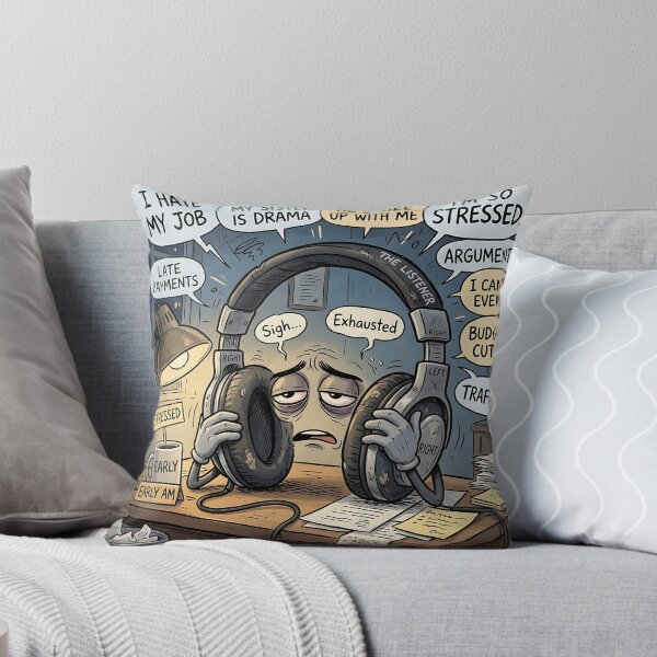 Item preview, Exhausted Headphones The Listener Emotional Burnout Humor designed and sold by Michaelragheb.