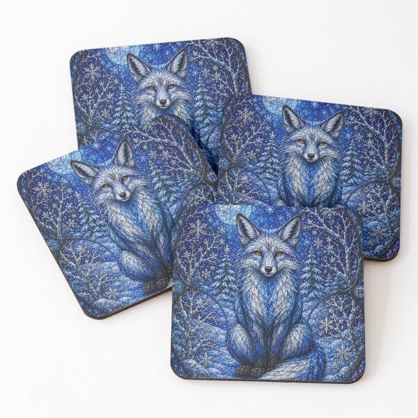 Item preview, The Winter Fox – Spirit of the Snows in Stained Glass designed and sold by Pixel Otaku Gallery.