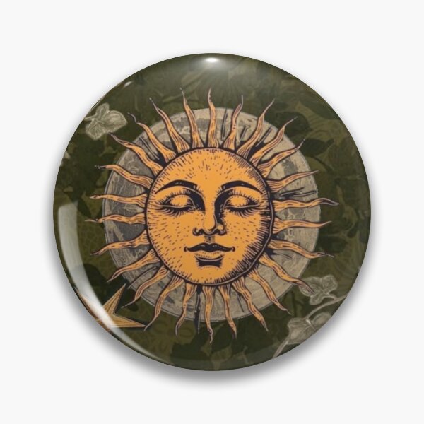 Item preview, 90s Whimsigoth Celestial Sun & Stars | Moody Olive Green Botanical Aesthetic designed and sold by BrontesWhimsyStore.