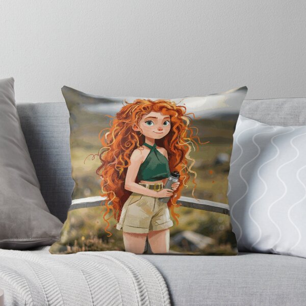 Item preview, Red Haired Travel Girl at Scenic Mountain Lake designed and sold by CaldarWhitED.