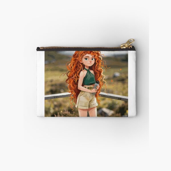 Item preview, Red Haired Travel Girl at Scenic Mountain Lake designed and sold by CaldarWhitED.