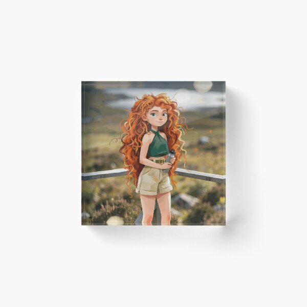 Item preview, Red Haired Travel Girl at Scenic Mountain Lake designed and sold by CaldarWhitED.