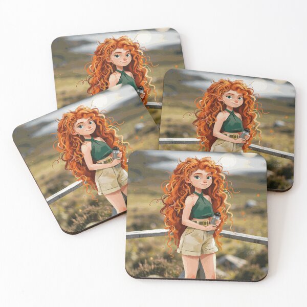 Item preview, Red Haired Travel Girl at Scenic Mountain Lake designed and sold by CaldarWhitED.