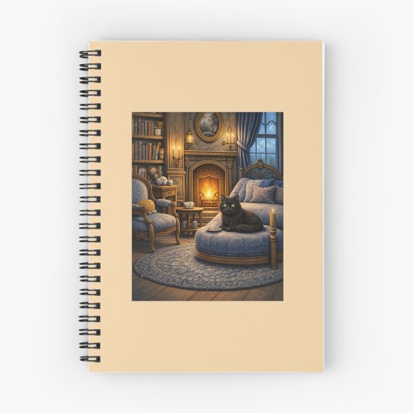 Item preview, Midnight by the Fire – The Black Cat’s Cottage Living Room    From the Cats of All Kinds Collection designed and sold by Novel Works Studio.