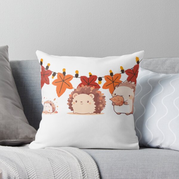 Artikelvorschau, Niedliche Herbstigel inmitten von Herbstlaub – Kawaii-Illustration entworfen und verkauft von Dimimodes.