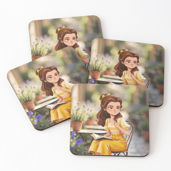 Item preview, Cute Book Lover Girl Reading in a Sunny Cafe designed and sold by CaldarWhitED.