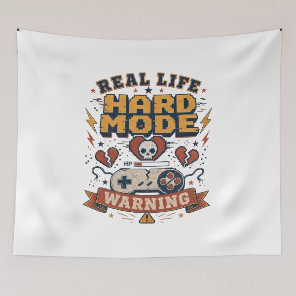 Item preview, Retro Pixel Art Hard Mode Gamer Warning — Light Version designed and sold by TheOddPrints.