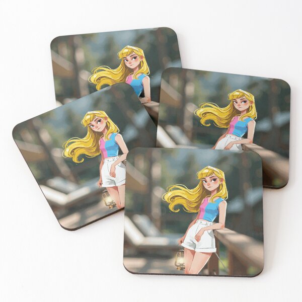 Item preview, Blonde Summer Girl with Lantern on a Forest Lodge Deck designed and sold by CaldarWhitED.
