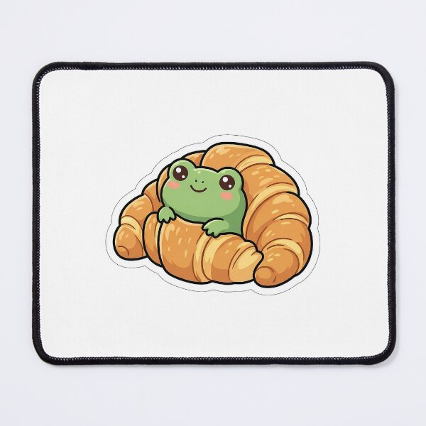 Item preview, French Croissant Frog - Cozy Pastry Green Animal Sticker designed and sold by SimpleP.