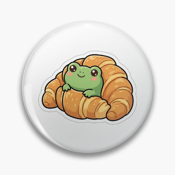 Item preview, Rana de croissant francés - Pegatina de animal verde de pastelería acogedora designed and sold by SimpleP.