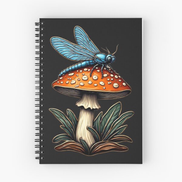 Item preview, Elegant Cloisonne Dragonfly on Mushroom Cottagecore Aesthetic Gold Emblem Art 01 designed and sold by Shift-Bloom.