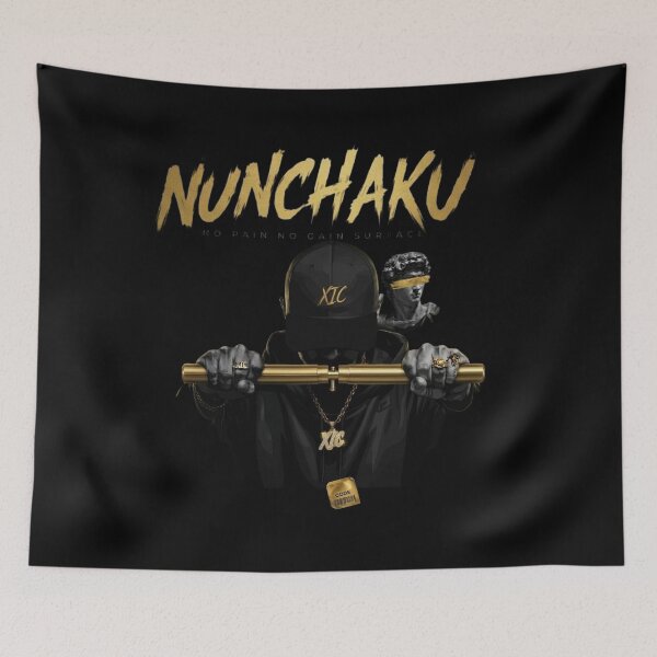 Item preview, NUNCHAKU - Urban Streetwear Gold Hip Hop Cyberpunk Art designed and sold by Xyshope.