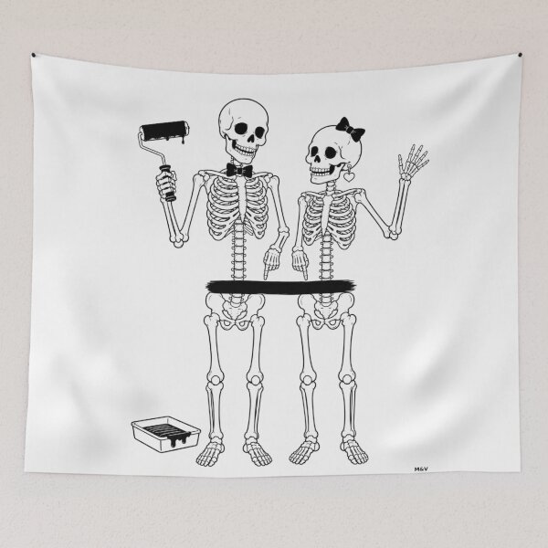 Item preview, Skeleton Couple Painting a Wall Together designed and sold by Qenlo.