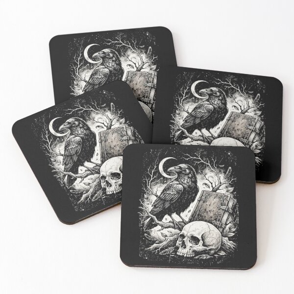 Item preview, Halloween The Raven and the Skull  Moon – Crow Gothic Dark Art designed and sold by SOUFIANE1991.