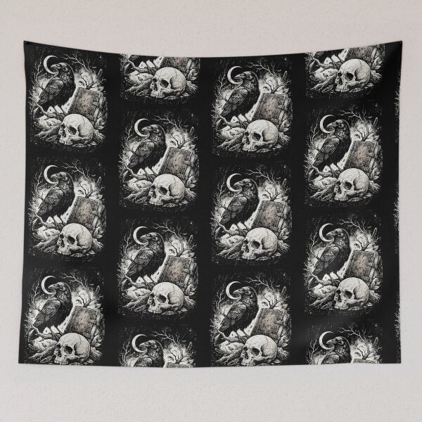 Item preview, Halloween The Raven and the Skull  Moon – Crow Gothic Dark Art designed and sold by SOUFIANE1991.