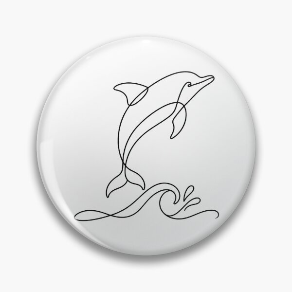 Artikelvorschau, Minimale Linienzeichnung einer Delfinwelle entworfen und verkauft von LineArtDrawing.