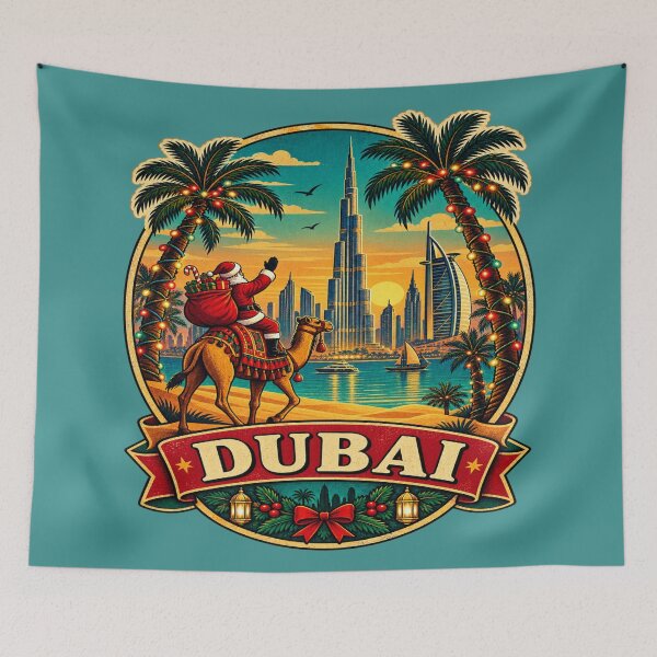Item preview, Dubai Christmas Retro Travel Design – UAE Holiday Gift designed and sold by Globalcitytees.