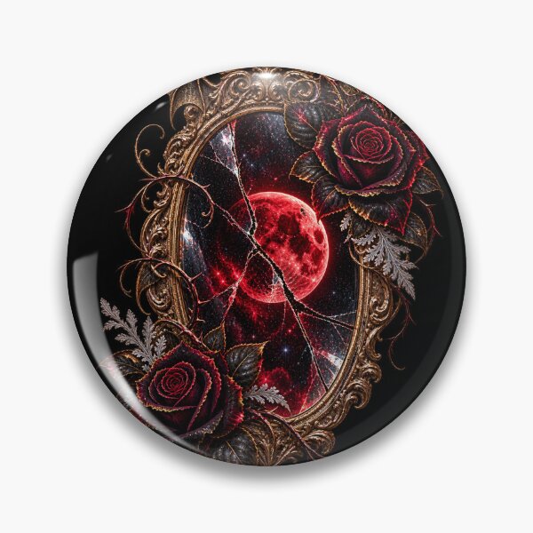 Item preview, The Thornbound Reflection Gothic Mirror with Crimson Moon & Black Roses designed and sold by Anyshca.
