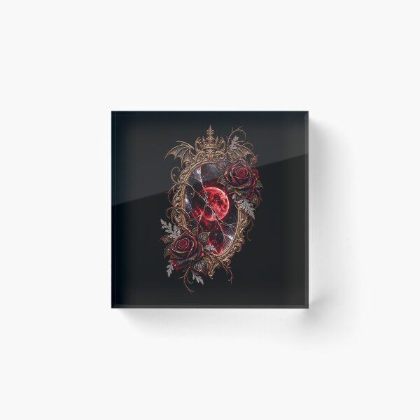 Item preview, The Thornbound Reflection Gothic Mirror with Crimson Moon & Black Roses designed and sold by Anyshca.