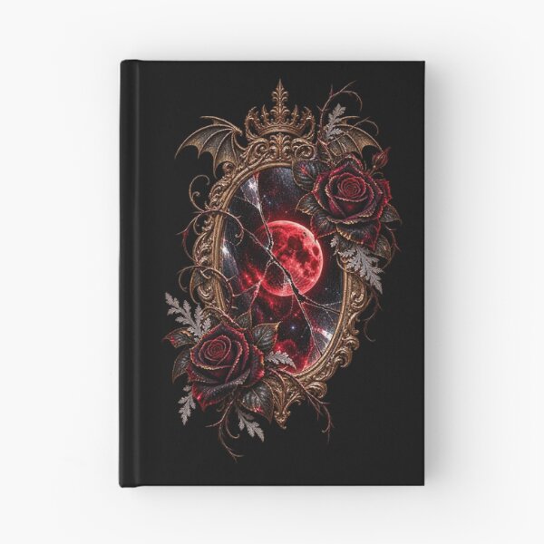 Item preview, The Thornbound Reflection Gothic Mirror with Crimson Moon & Black Roses designed and sold by Anyshca.